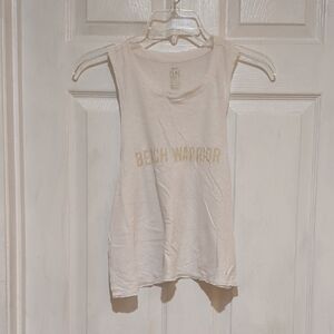Aerie Cream Tank Top with Gold Print